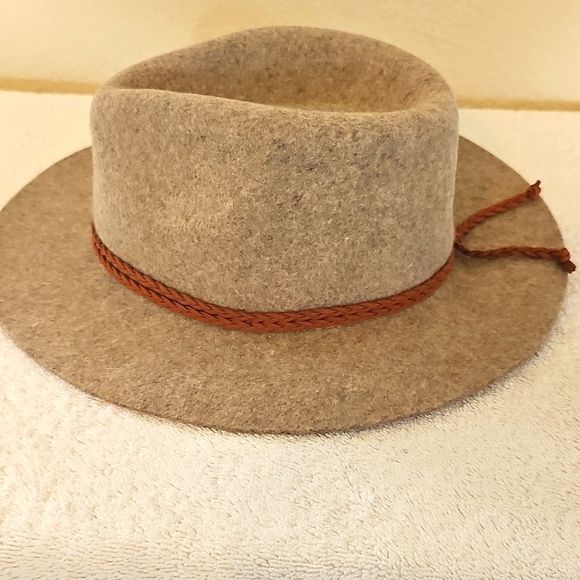 NWT Treasure & Bond Double -Braid Wool Felt Fedora Adjustable Hat Beige One Size - Picture 4 of 14